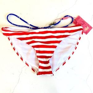 NEW Patriotic Bikini Bottoms Waist String Strappy Heat  Women's Size Medium